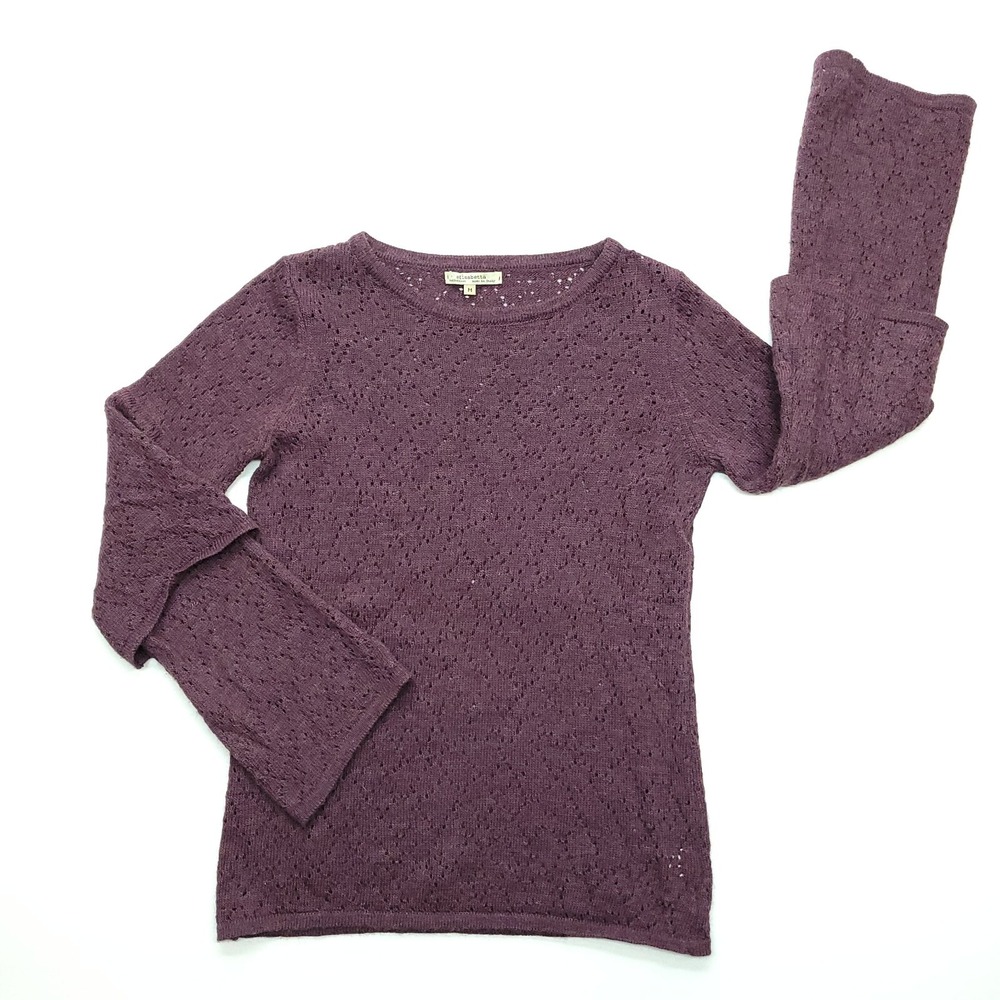 Elisabetta Sweater Women M Purple Wool Alpaca Layered Bell Sleeve Pullover Italy